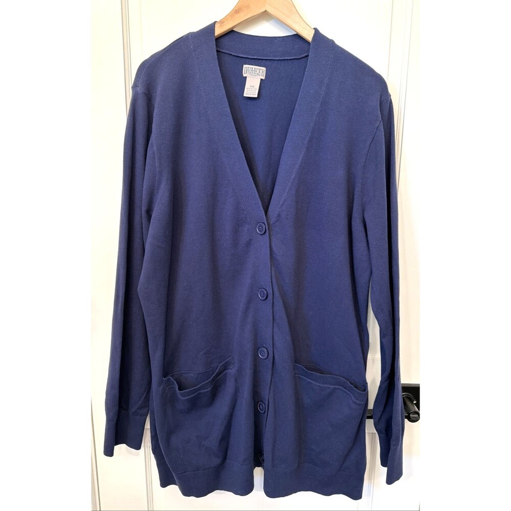 Duluth Trading Blue Long Sleeve Button Front Cardigan Sweater Women XXL Pockets